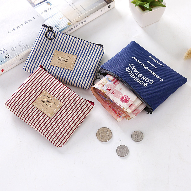 Fabric geometric zero wallet small fresh cotton and hemp wallet simple fashion card bag key bag storage bag