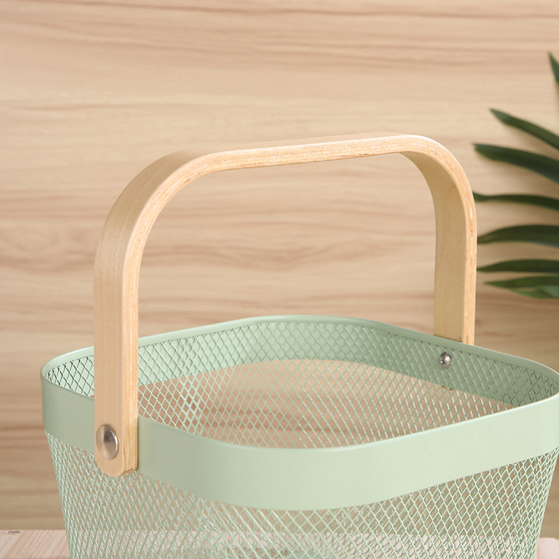 1051g Weight Storage Basket Storage & Cleaning 1 Piece Quantity Wood, Metal Material Color Block Pattern Nordic Style, Simple Style Style Multicolor Color Nordic Style Simple Style Color Block Wood Metal Storage Basket 15