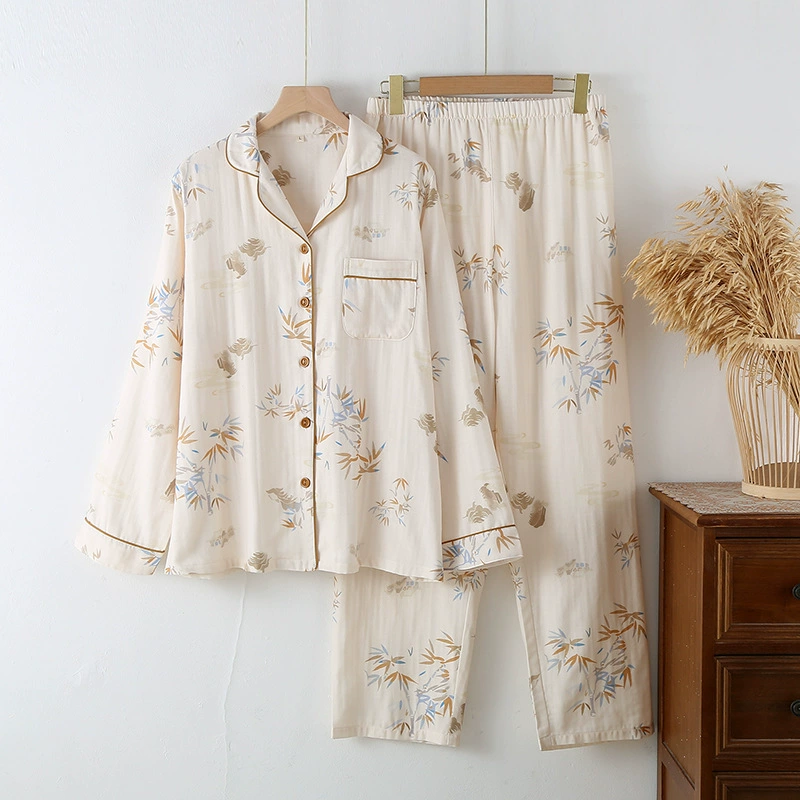 Cotton gauze pijama, autumn summer thin set, Chinese style