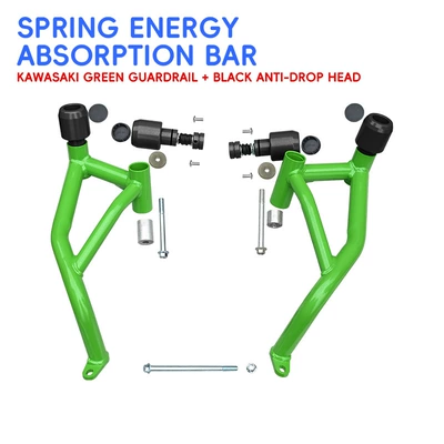 Suitable for Kawasaki ZX4R crash bars, anti-fall bumpers, zx4rr spring racing bars, anti-collision protection, stunt bar modification (Motorcycle bumper) - kawasaki-green-energy-absorbing-bars-4-black-anti-fall-aluminum-tips