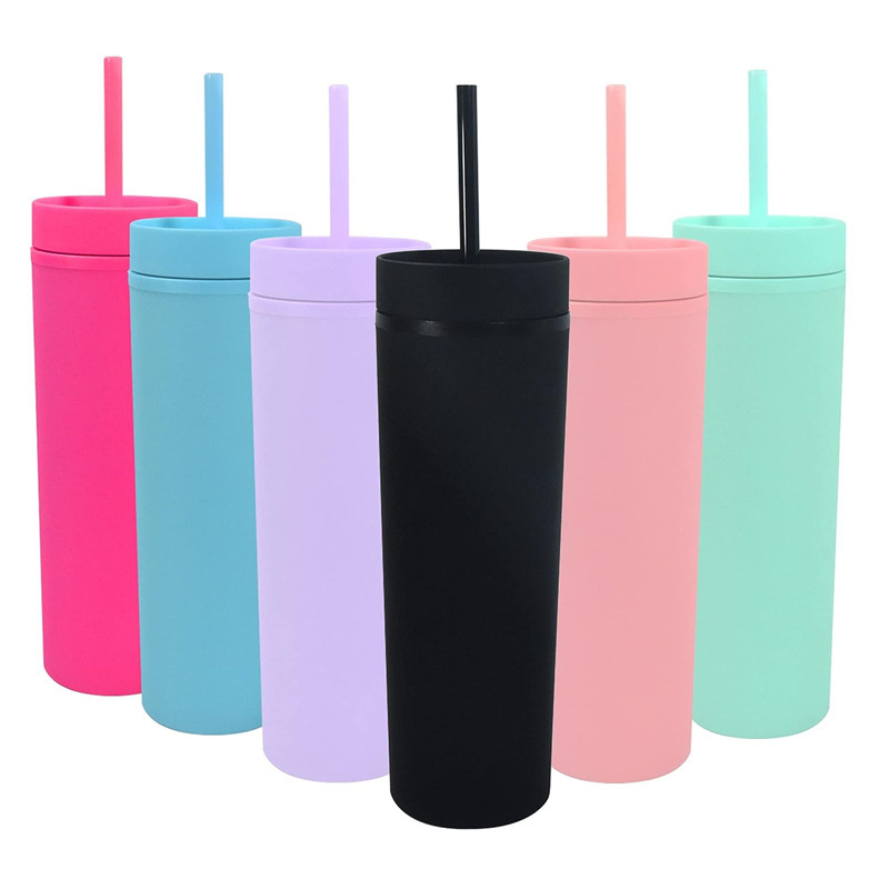 Transfronterizos Amazon nuevo creativo AS taza de paja de plástico 16OZ taza de agua recta portátil taza de paja portátil casera