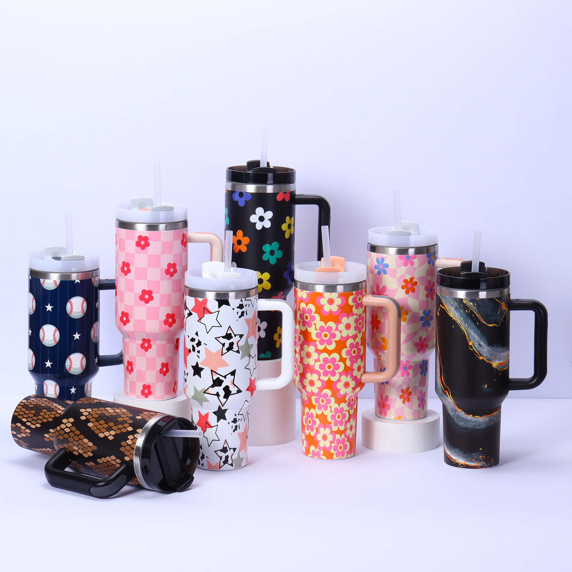 304不锈钢保温杯40oz大容量汽车杯保温保吸管冰霸杯车载保温杯