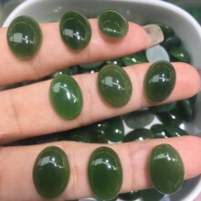 天然碧玉戒面椭圆形戒面10*14m宝石有黑点半成品裸石镶嵌配件批发
