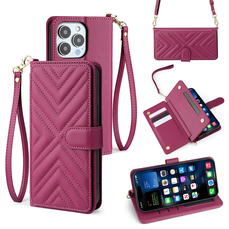 Étui portefeuille en cuir multifonction avec porte-cartes pour iphone 16 pro max_voghion.com