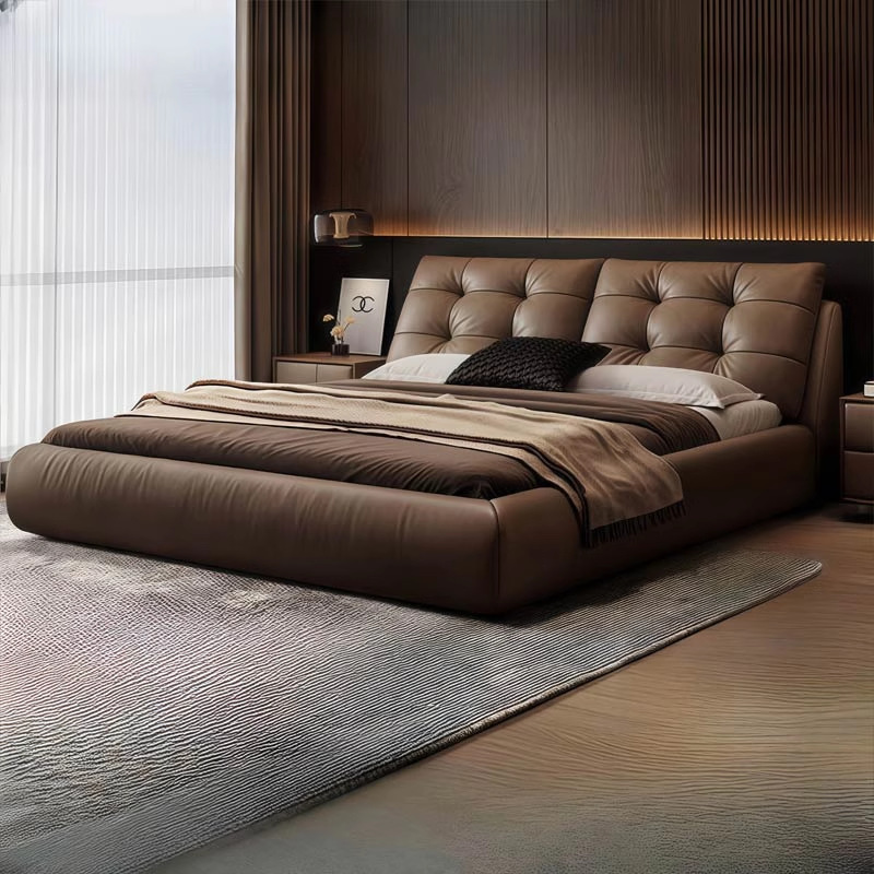 Italian-Style Minimalist Leather Bed with 1.8m Gas Lift Storage Compartments, Double Bed, Modern Simple Luxury Master Bedroom Upholstered Bed