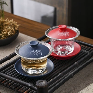 陶瓷盖碗 耐热玻璃三才碗功夫茶具茶碗敬茶杯茶道泡茶器家用