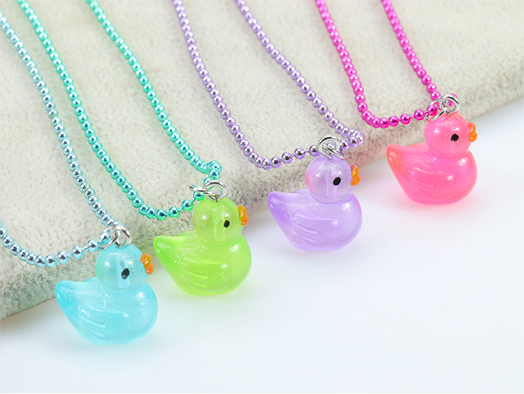 Cute Duck Plastic Resin Children Unisex Rings Necklace display picture 2