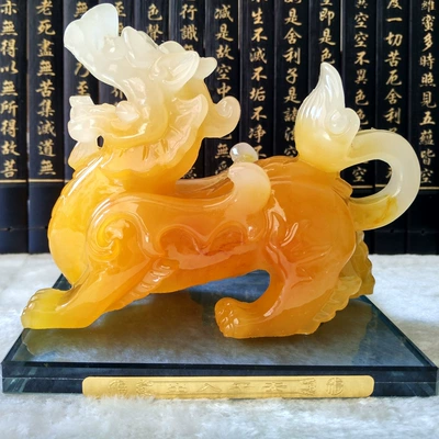 New Products Listed Car Perfumery Seat Imitation Jade Perfumery Seat Large Brushed Pixiu Perfumery Seat (Perfplant seat) - yellow