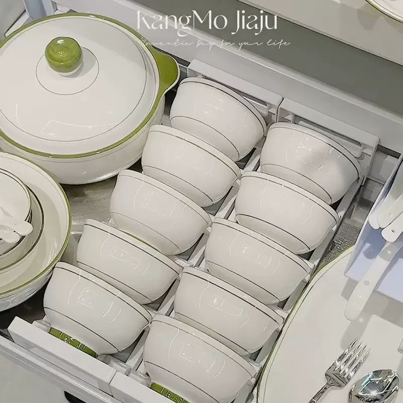 碗碟套装家用线条陶瓷轻奢高级感颜值碗盘筷2025新款乔迁组合餐具