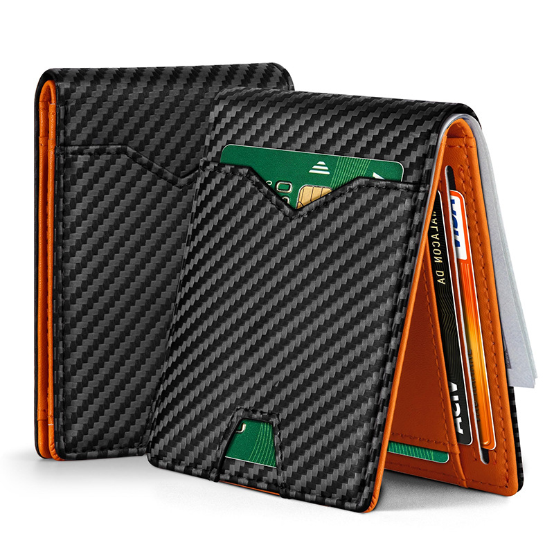 Cross-border ultra-thin leather wallet for men, custom-made by the source factory, RFID anti-scan, portable men's wallet