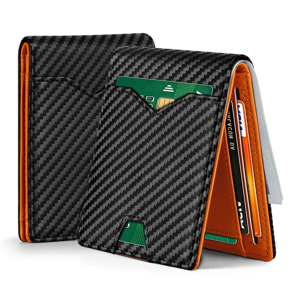 Cross-border ultra-thin leather wallet for men, custom-made by the source factory, RFID anti-scan, portable men's wallet