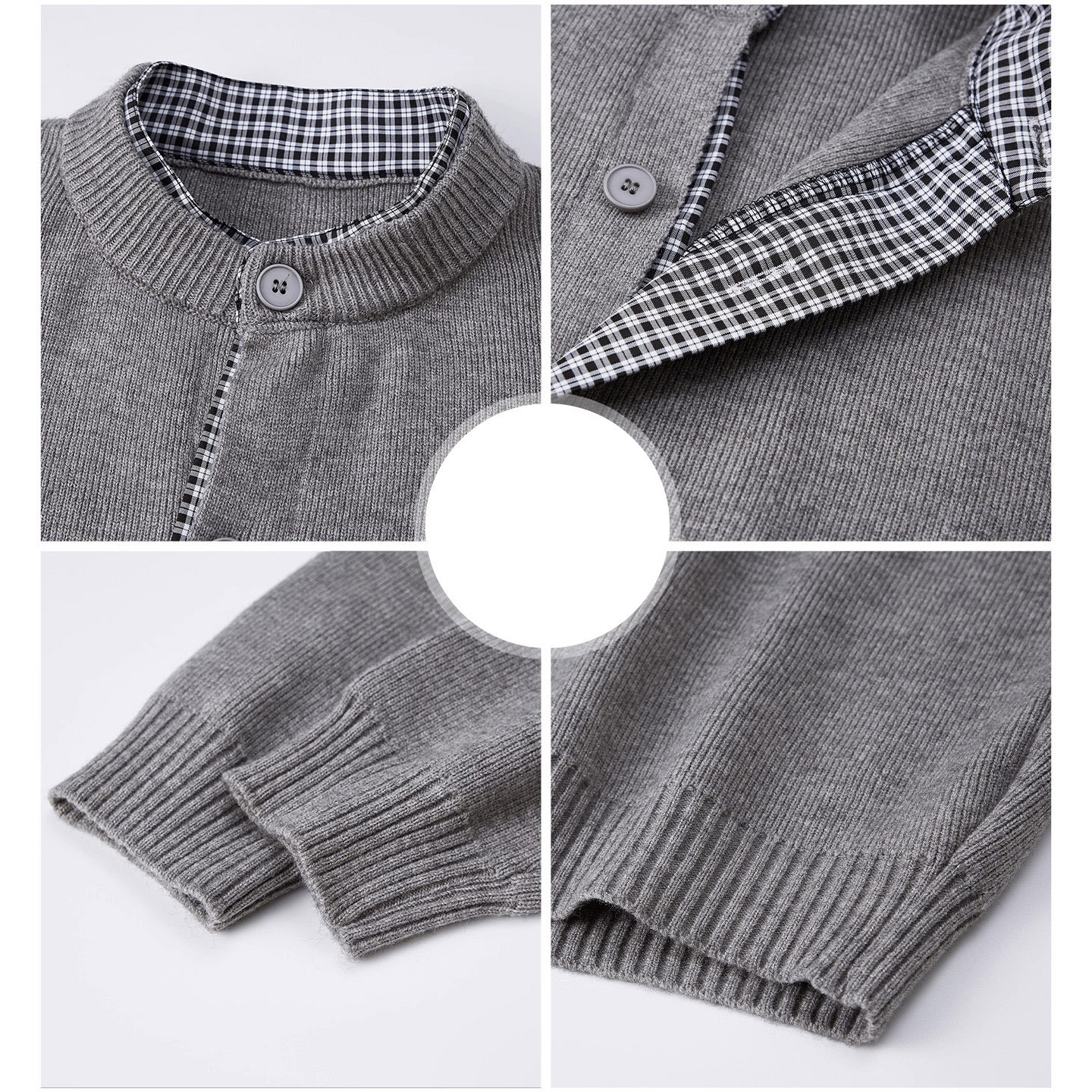 Explosiones transfronterizas camisas a cuadros de tamaño grande europeo falsas dos piezas camisas de punto suéter cardigan chaqueta de moda fábrica al por mayor