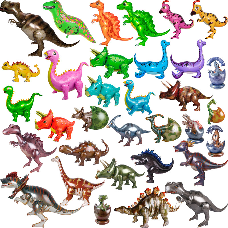 4D dinosaurio aluminio globo empalme montaje simulación dibujos animados juguete globo Jurásico mundo tema decoración diseño