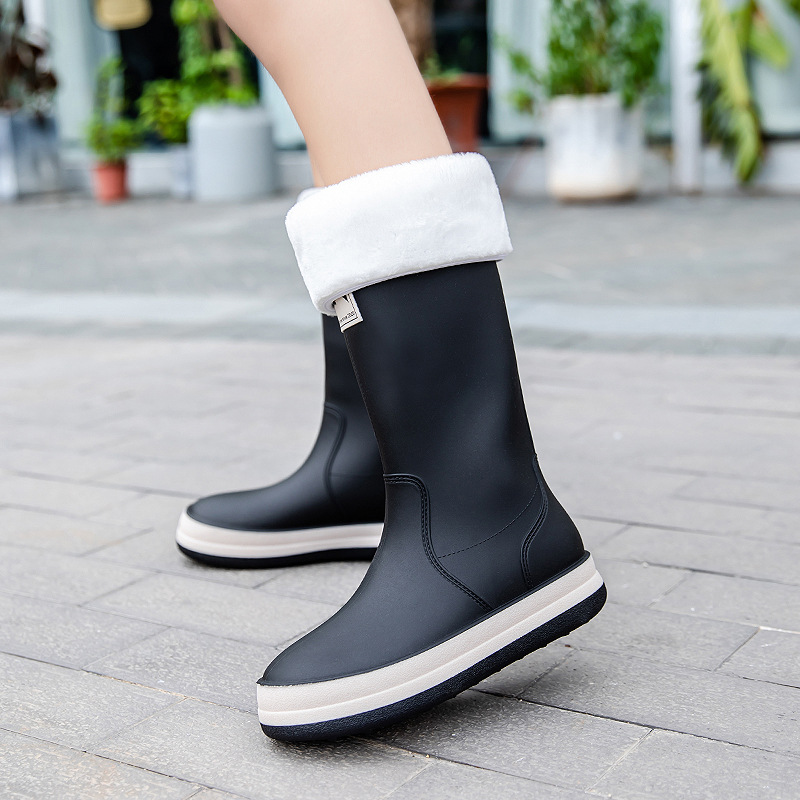 Nueva pareja de moda de alta Botas de lluvia de invierno de algodón acolchado cálido mujeres impermeables zapatos de goma de lluvia Zapatos de agua al aire libre de los hombres image 14
