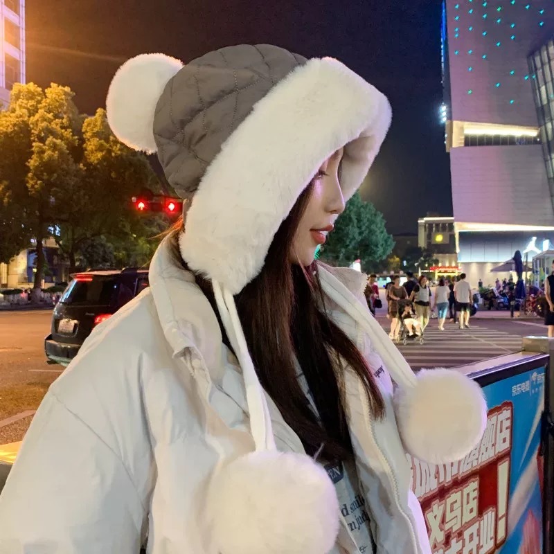 加厚帽子女新款冬季可爱显脸小防风防寒保暖帽骑行毛绒护耳雷锋帽|undefined