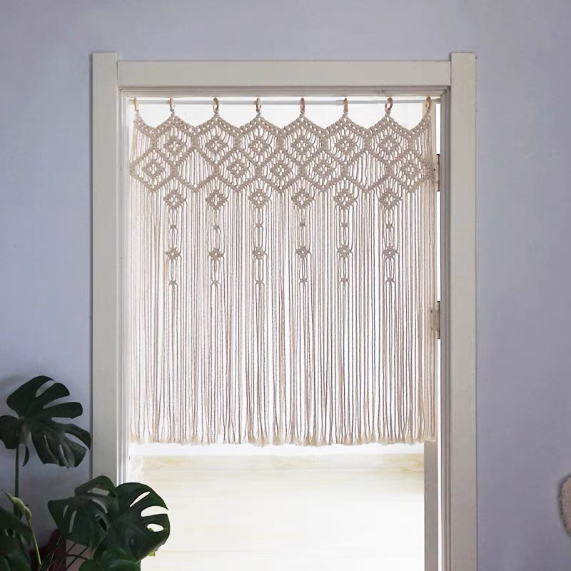 Bohemian Hand-Woven Door Curtain Tapestry B&B Room Decoration Half Short Curtain Ins Tassel Thread Curtain Tapestry