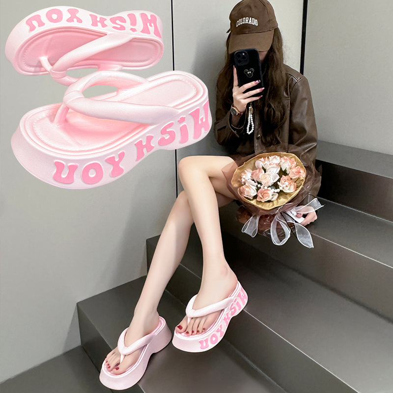 Eva thick bottom flip-flops women's summer outdoor wear Korean ins leisure non-slip indoor soft bottom clip-on beach drag wholesale