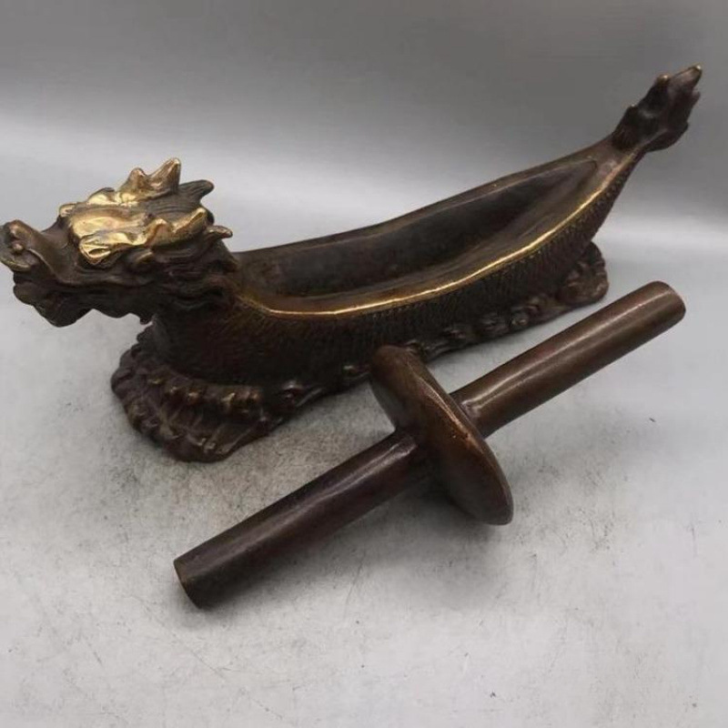 中医老式碾子铜龙头摆件仿古纯铜古玩碾药机古代馆药捻子包邮批发