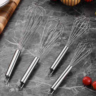 Stainless Steel Round Handle Manual Egg Beater Six-wire Blender Egg Cream Beater Household Kitchen Baking Utensils
