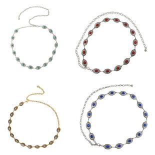 Bohemian waist chain fashion vintage bohemian ethnic style oval turquoise decorative dress women's belt