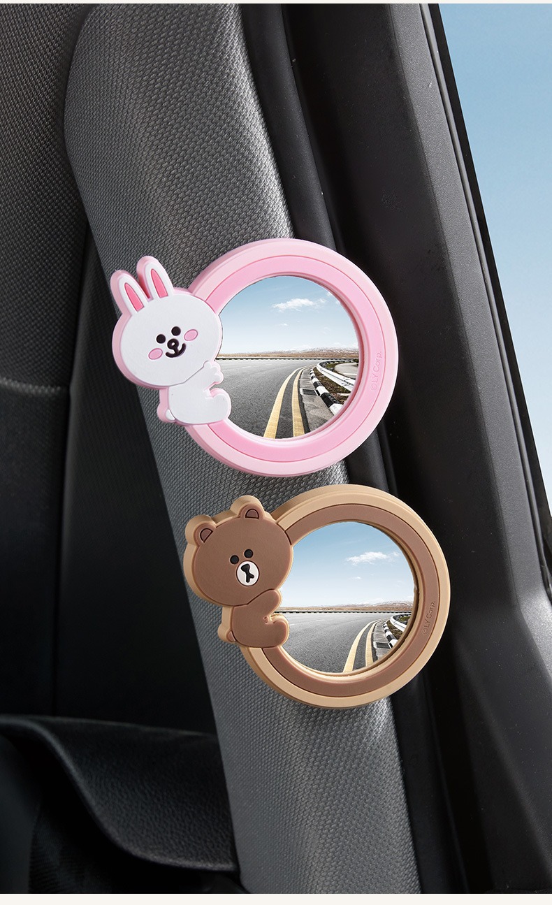360-Degree Ultra-Clear Wide-Angle Car Rearview Mirror Small Round Mirror Reversing Blind Spot Auxiliary Mirror Reflective Mirror Cartoon Observation Mirror