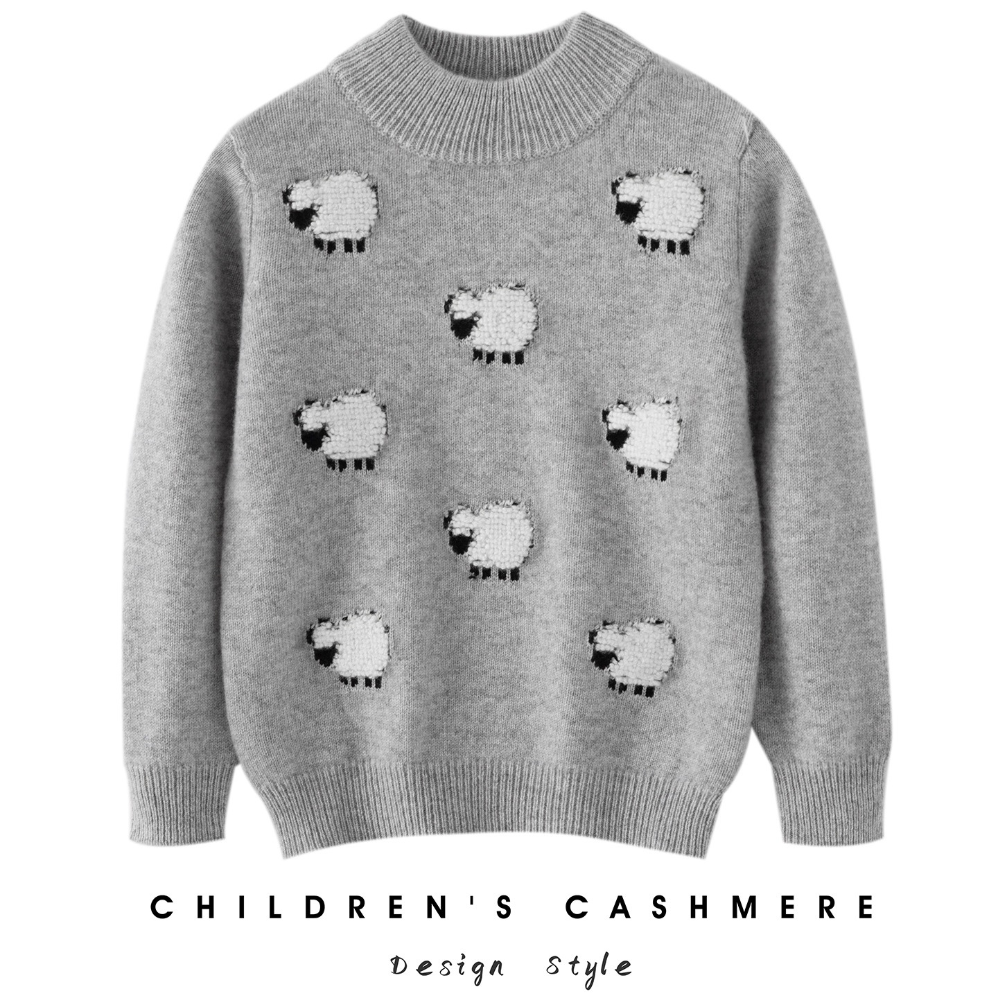 Children's Thick Tufted Cashmere Sweater with Cartoon Embroidery, Boys and Girls, Pullover Base Layer, Long-Sleeved Sweater, Baby Cashmere Base Layer
