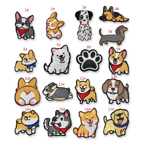 Computer embroidered cute cartoon puppy embroidered cloth patch, down jacket patch patch, wholesale DIY clothing accessories patch