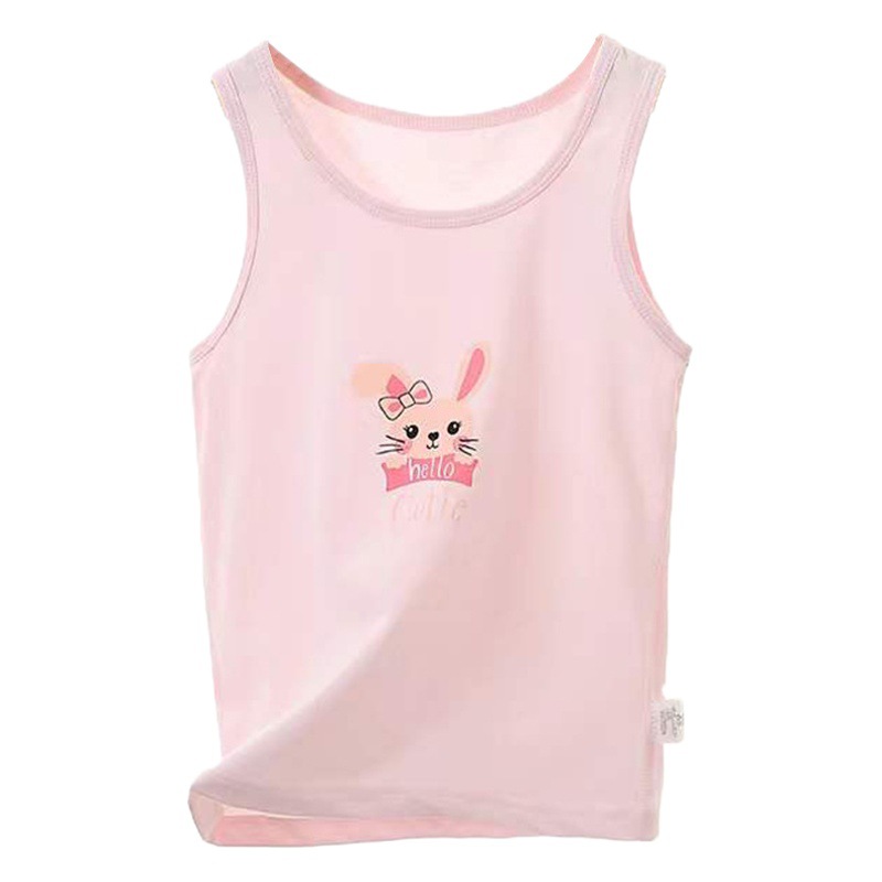 Seamless Pure Cotton Children's Vest for Spring and Summer, New Style for Girls, Baby Sleeveless Camisole, Thin Base Layer Sleepwear, Trendy