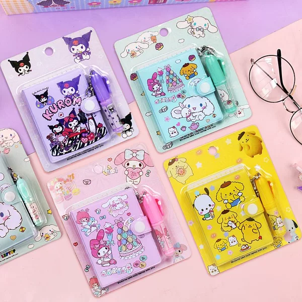 New Cartoon Cute Sanrio Student Mini Book with Pen Pocket Book Student Reward Hand Book suit