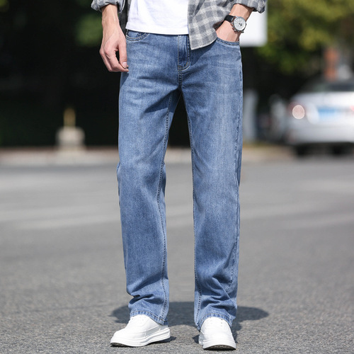 Men's Straight Leg Business Trousers Loose Fit Stretch Pencil Pants 888 Model 070