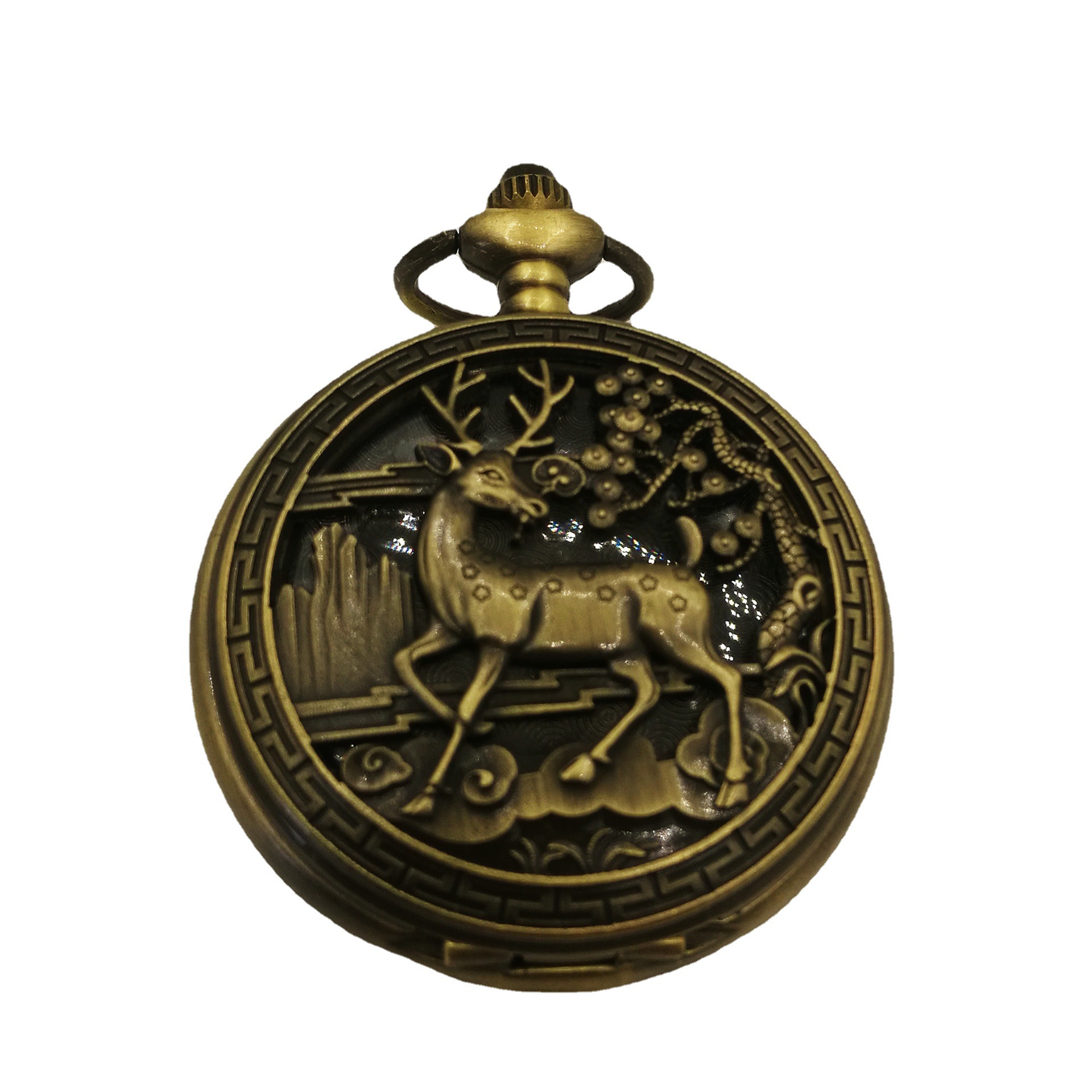 Shenzhen Industrial Park Antique Gift Pocket Watch Customized Retro Old Mechanical Pocket Watch Double-Sided Cover Pocket Watch Wholesale