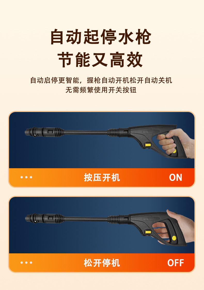 New cross-border high-pressure car washer for home use, 220V/110V, high-power, self-priming, dual-use, portable cleaning machine