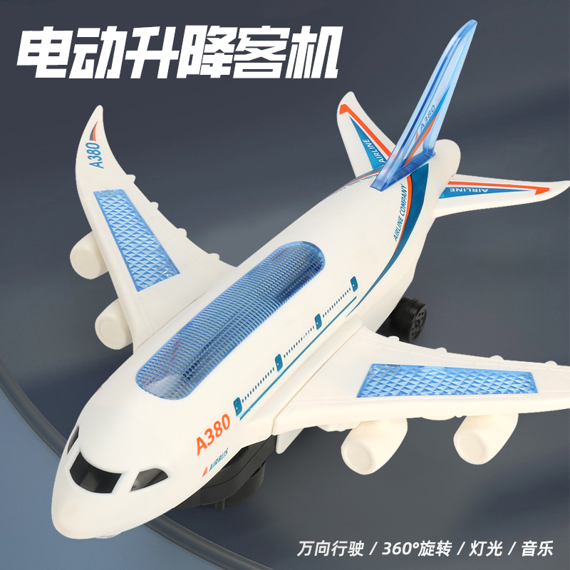 De los niños eléctrico universal colorido A380 aviones elevación espiral color música luz aire avión de pasajeros modelo puesto al por mayor