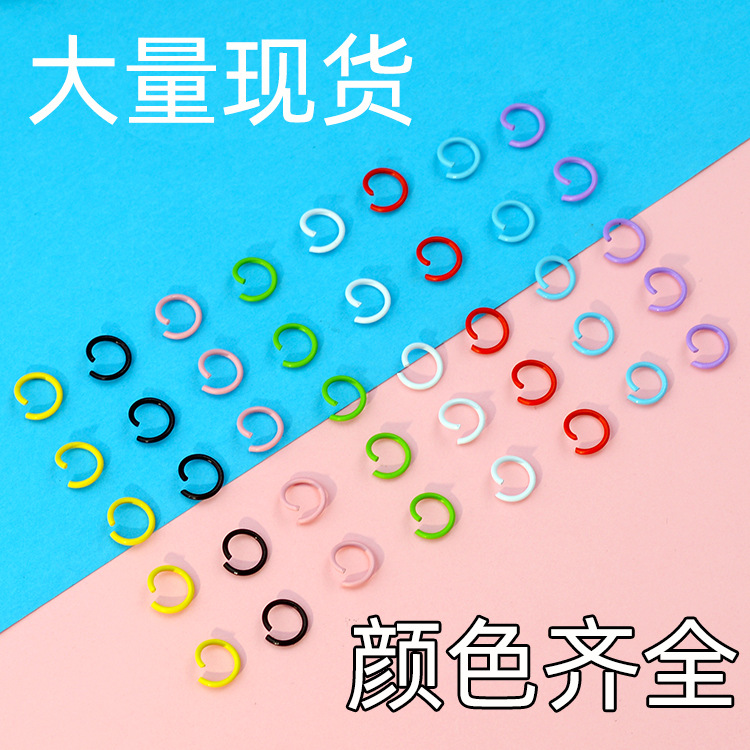 DIY pintura color anillo abierto anillo de conexión de metal hecho a mano solo anillo pulsera collar de color caramelo llavero material