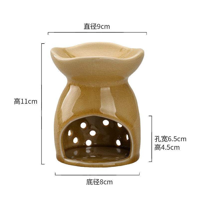 원형 아로마테라피 스토브 [노란색 오픈 글레이즈]