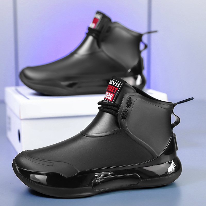 Botas de Lluvia Cortas para Exteriores de PVC Impermeables y Antideslizantes con Cordones