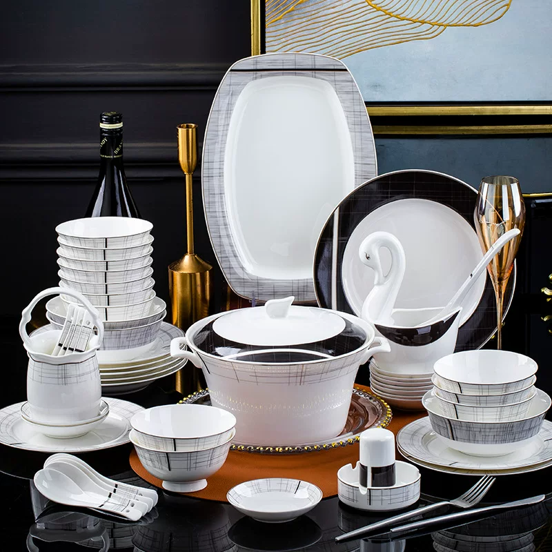 Set, ceramic tableware, simple and elegant design, light luxury style, Birthday gift