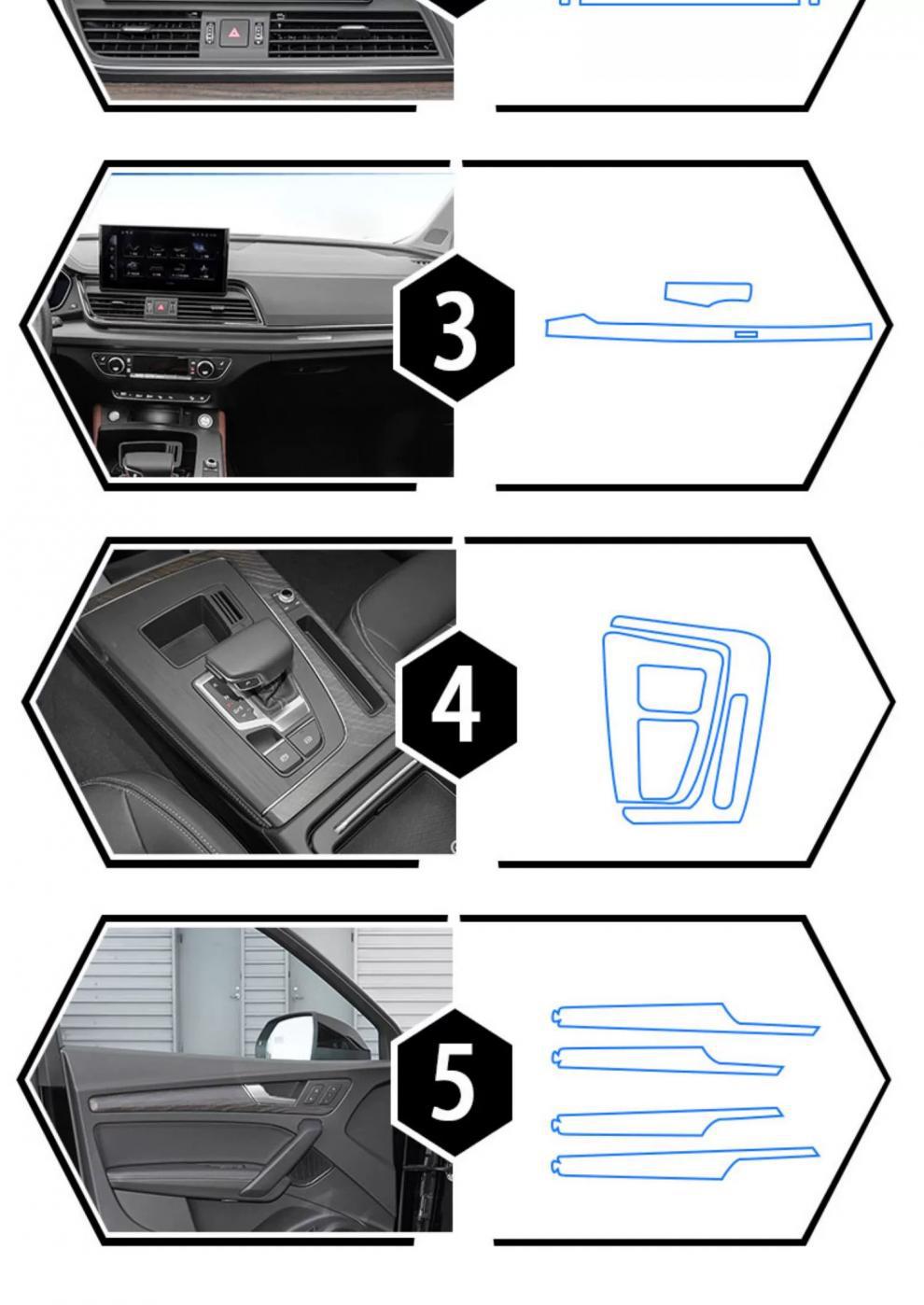 Suitable for 21-25 Audi Q5 Interior Protective Film Center Console Interior Decoration Supplies Navigation Tpu Gear Headlight