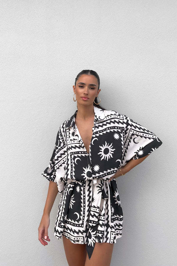 182g Weight Shorts Pants Length Polyester Fabric Type Mid Waist Waist Line Rompers Pants Type Micro-Elastic Elasticity Jumpsuit Tops Type Holiday, Daily Occasion Regular Fit Fit Type Sun Pattern Summer Season Women's Gender Printing Design Vacation Style Women's Holiday Daily Jumpsuit Vacation Sun Shorts Printing Rompers 4