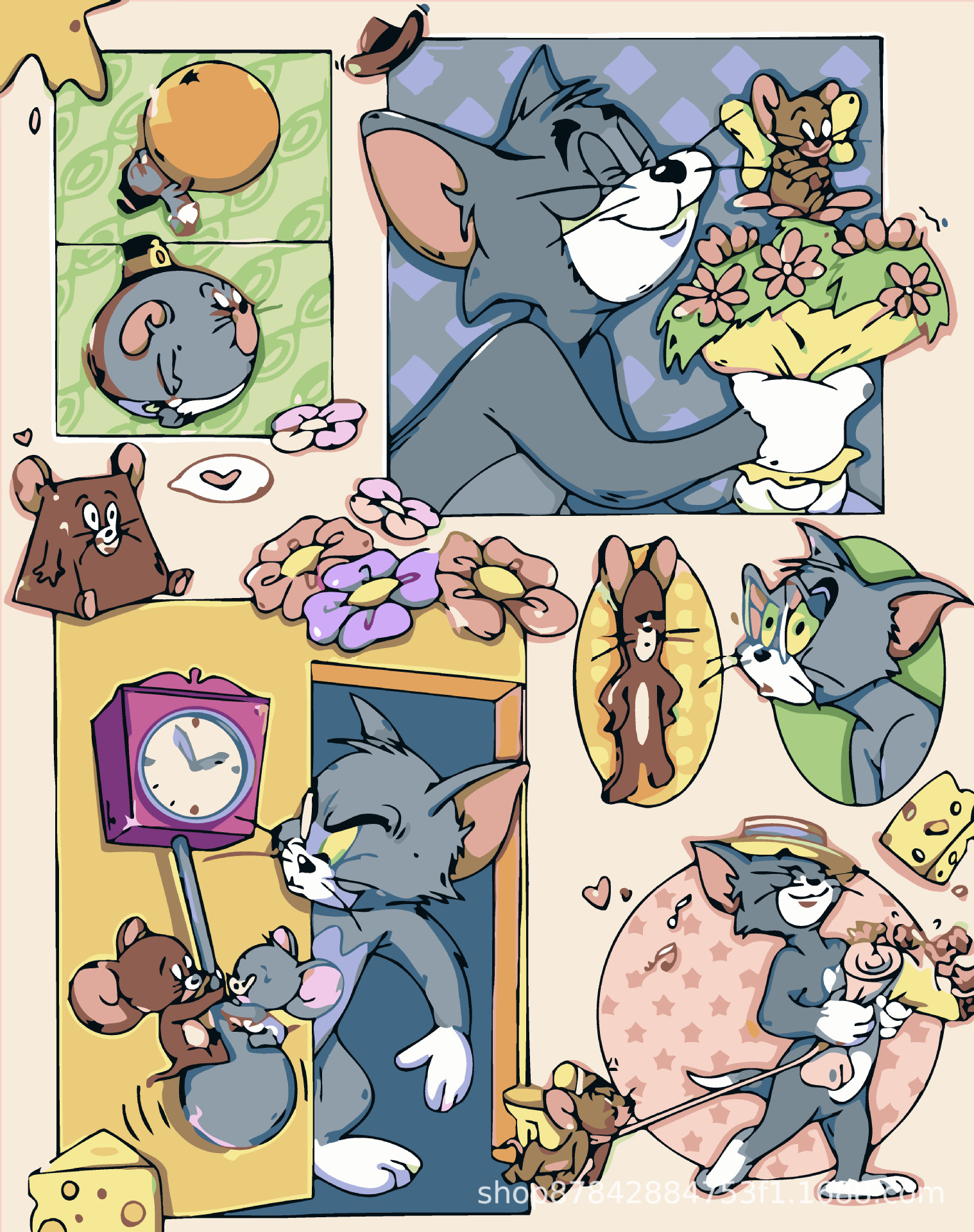 Pintura al óleo digital bricolaje al por mayor hecho a mano relleno de color curación descompresión popular para niños flor nieve montaña decorativa pintura de paisaje