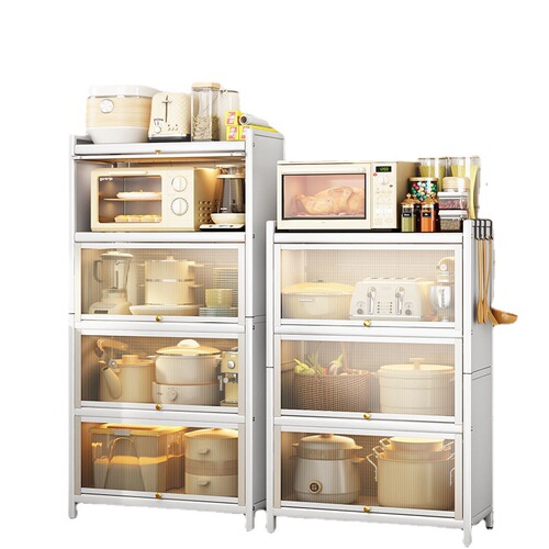 Floor-standing multi-layer household kitchen supplies storage cabinet microwave oven rice cooker hot water kettle storage cabinet storage
