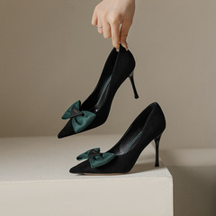 868-75源頭工廠一件代發尖頭時尚女高跟鞋2022秋季新款蝴蝶結單鞋