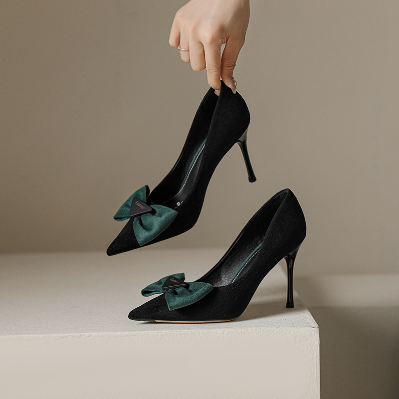 868-75 source factory a generation of hair pointed fashion women's high heels 2022 Autumn New bow shoes 868-75 source factory a generation of hair pointed fashion women's high heels 2022 Autumn New bow shoes