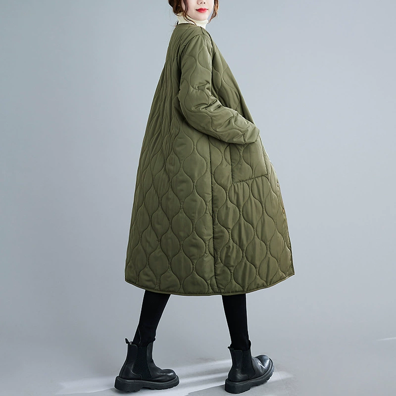 Long down jacket, mid-length, loose fit, plus size