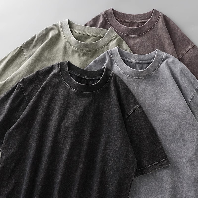 Sentido del diseño verano lavado y desgastado camiseta de manga corta para hombres ins marca de moda suelta camiseta de media manga de algodón retro americano