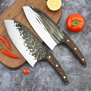 Stainless steel chicken wings wooden handle 3.0mm fish head knife kitchen knife bone knife Damascus household meat knife