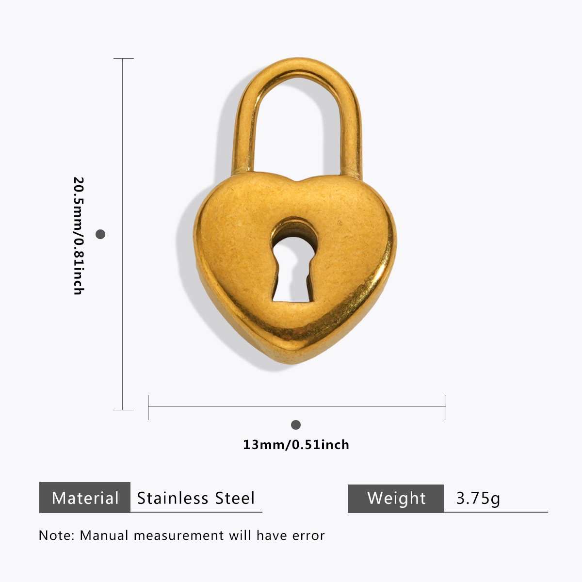 11g Weight Pendant Jewelry Making Type Charms Classification 5 PCS/Package Quantity 304 Stainless Steel Material Geometric, Heart Shape, Lock Pattern All Seasons Season Plating Design Simple Style, Classic Style Style 5 PCS/Package 304 Stainless Steel Geometric Heart Shape Lock Pendant Charms 3