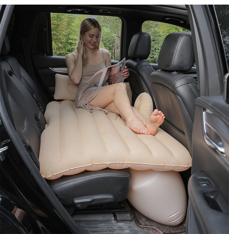 Manufacturer's In-Stock Portable Folding Car Air Mattress, Thickened Waterproof Outdoor Travel Bed, Self-Driving Camping Flocking Bed