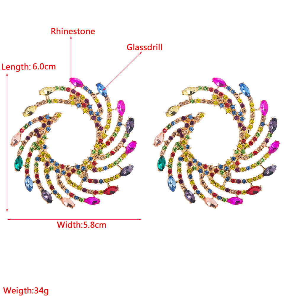 Exaggerated Alloy Diamond Color Cyclone-shaped Full Diamond Earrings display picture 1