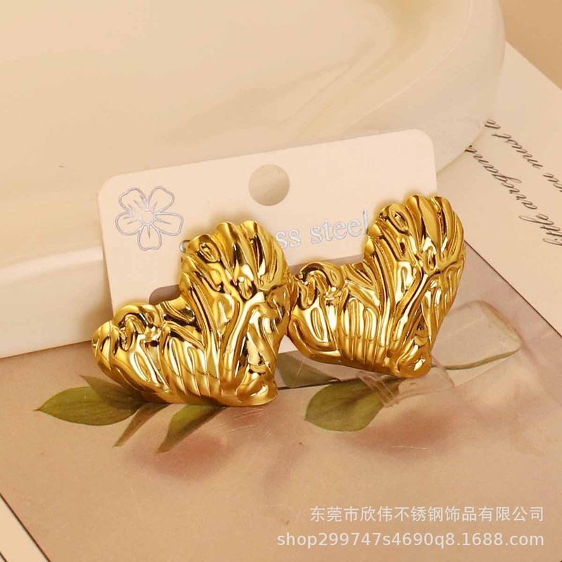 跨境欧美夸张潮流光面耳环朋克冷淡风几何不规则耳钉不锈钢耳饰|undefined